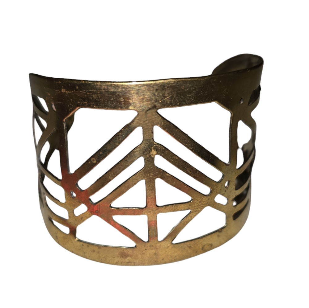 Vtg Brass Cuff Bracelet with Design Lot 5